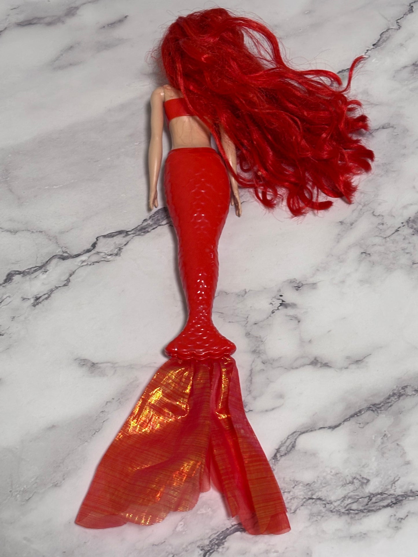 Barbie Color Reveal Rainbow Mermaid Doll Red Dress & Hair Mattel 2021