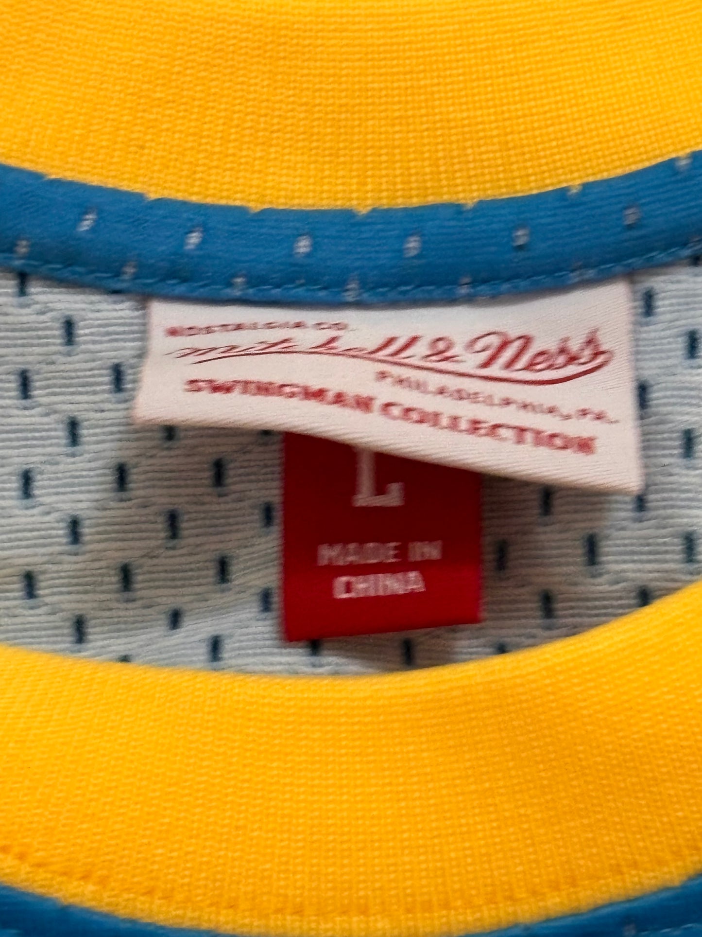 Denver Nuggets #55 Mitchell & Ness NBA Dikembe Mutombo Rainbow Tropical HWC 1991-92 Hardwood Classic Swingman Blue Jersey Men’s L Large NWOT New