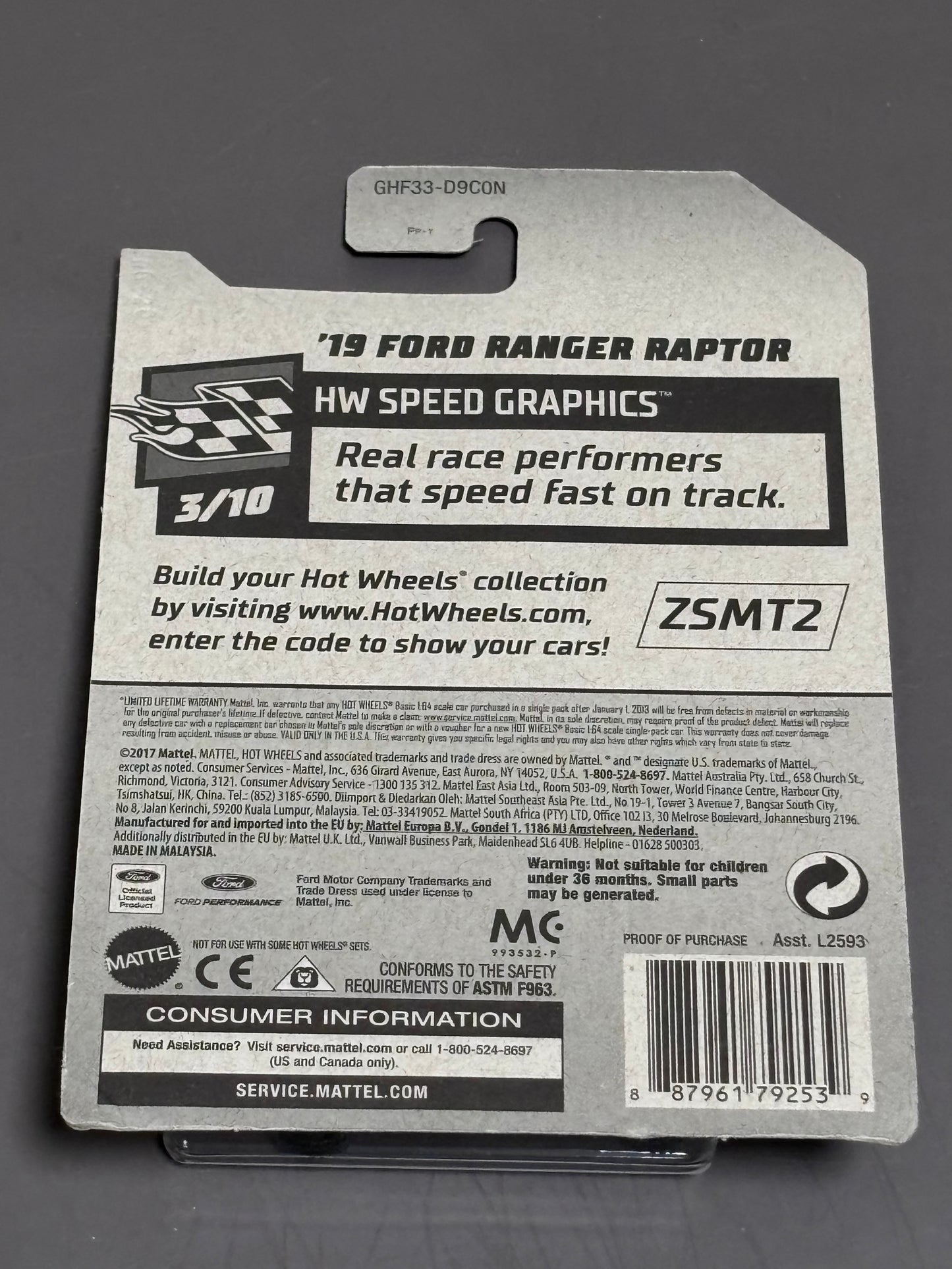 Hot Wheels '19 Ford Ranger Raptor #076 HW '20 Speed Graphics 3/10 Red VHTF!