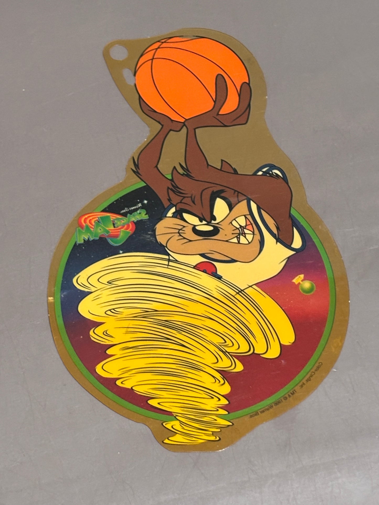 Space Jam Taz Plastic Window Hanger Color-Clings 1996 Warner Brothers