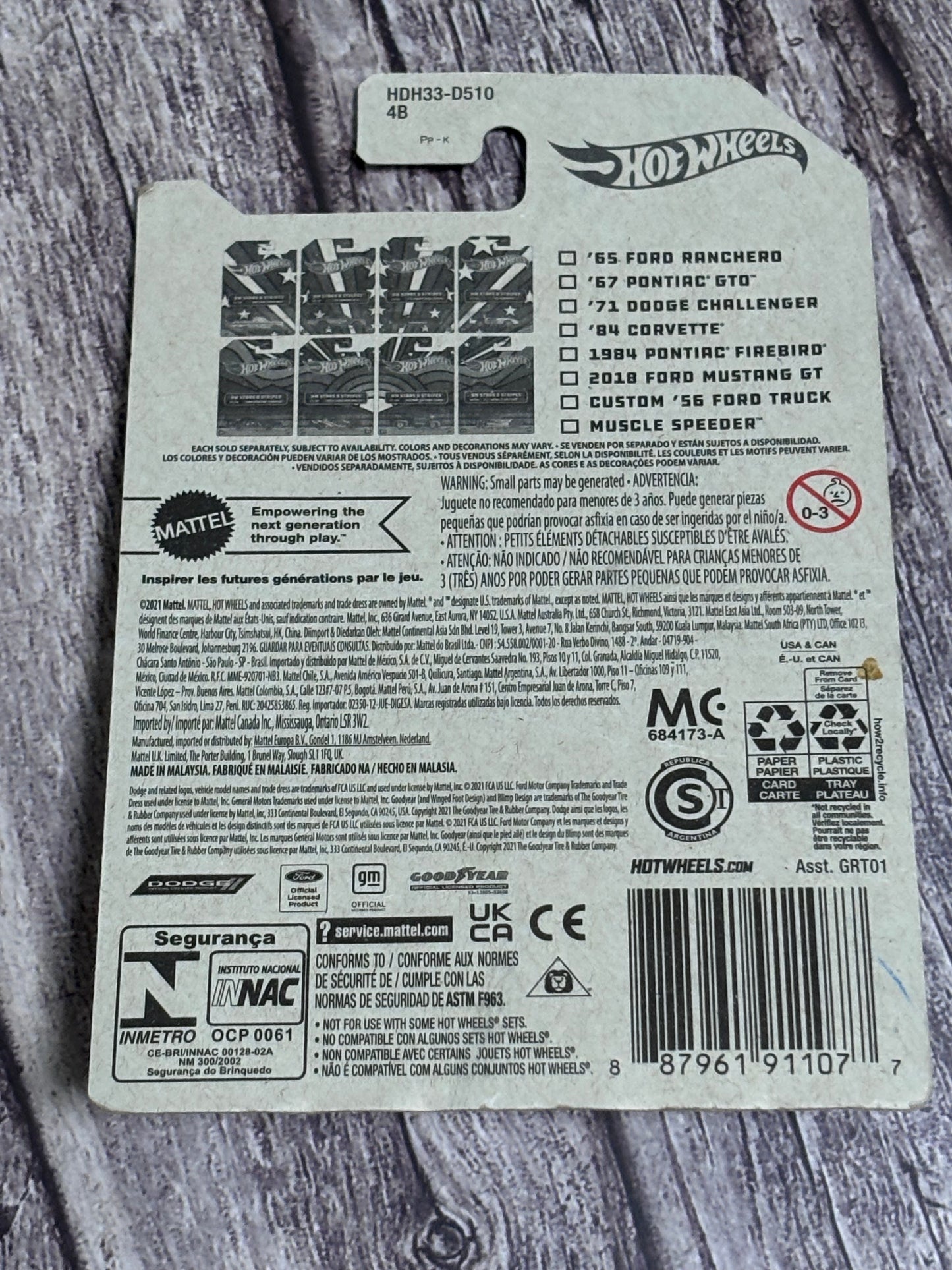 Hot Wheels 2022 HW Stars & Stripes 01/08 White '65 Ford Ranchero Collectible New