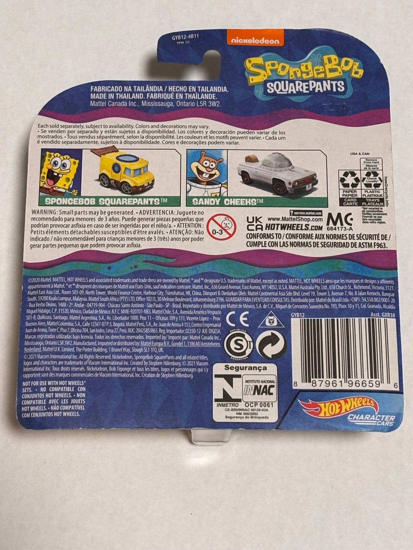 Hot Wheels Mattel Character Die-cast 1/64 Car 2020 Nickelodeon Sponge Bob Square Pants SpongeBob New