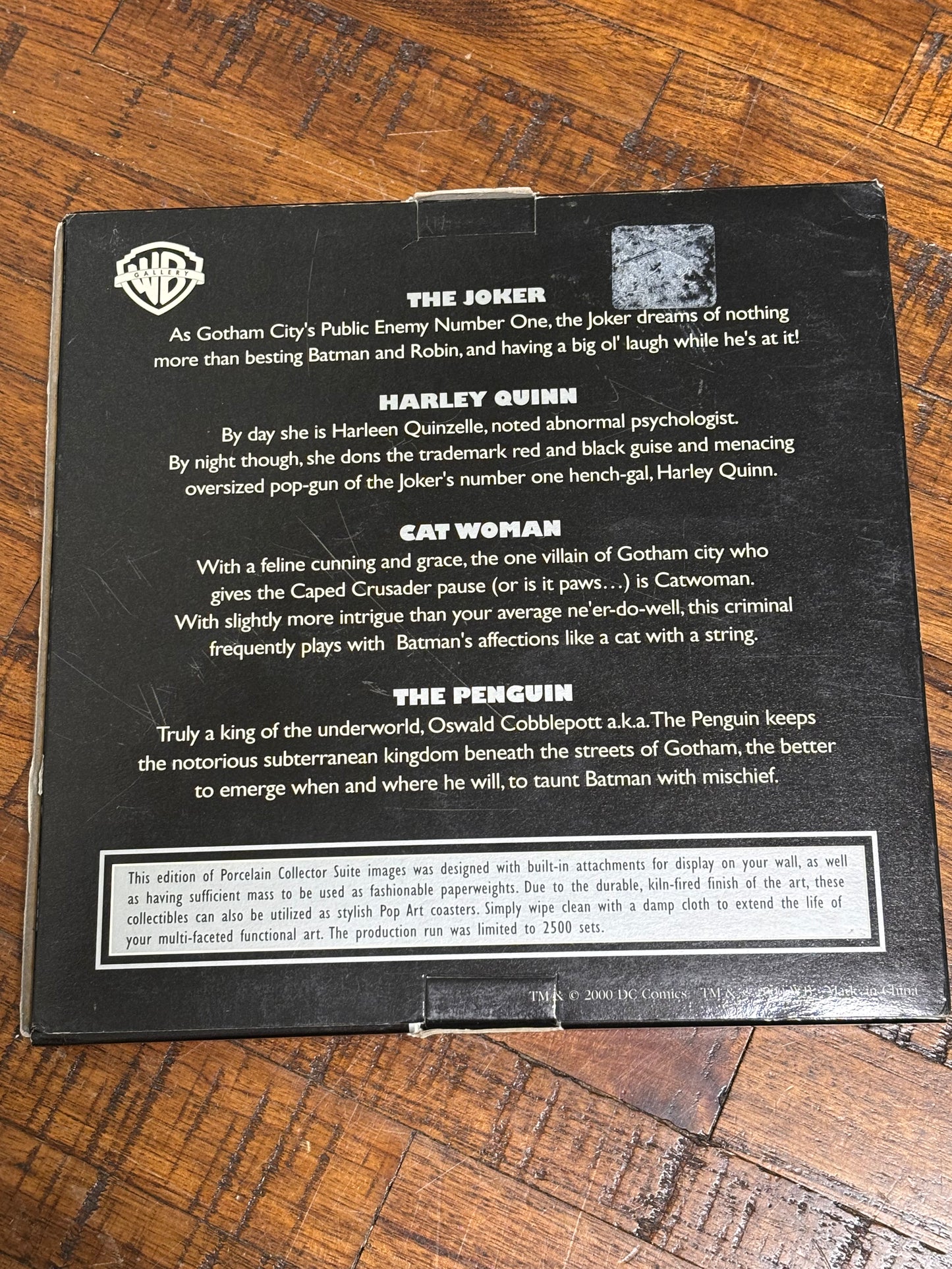 WB Warner Brothers DC Comics 2000 Batman Rogues Gallery Joker Porcelain Wall Art Coasters New