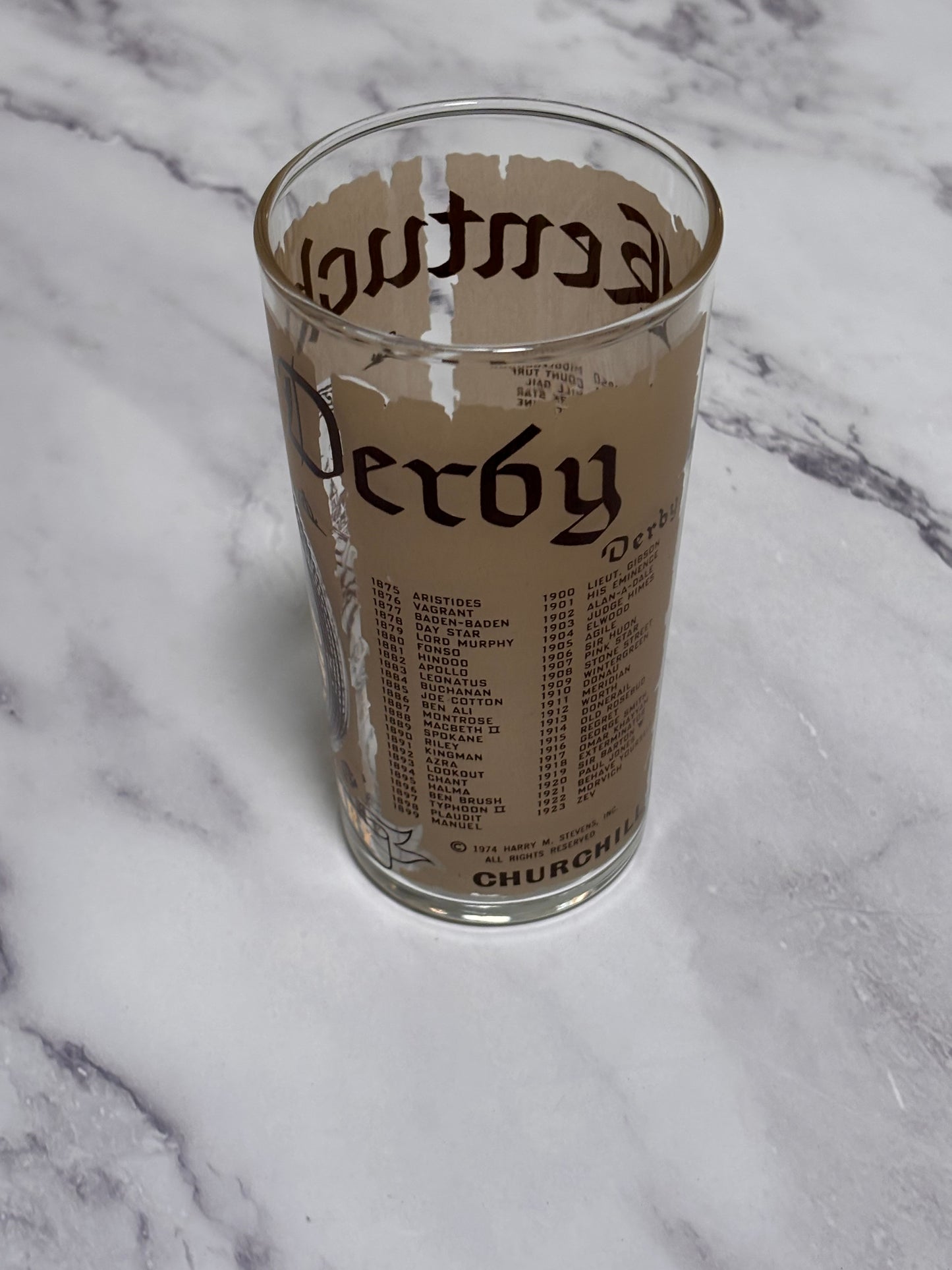 1974 Kentucky Derby Glass Official 100th Anniversary Churchill Downs Horse Race