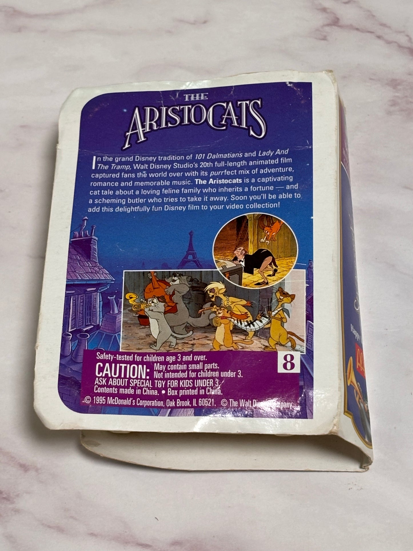 1995 Disney Masterpiece The Aristocats Figure McDonalds Happy Meal Toy VHS box