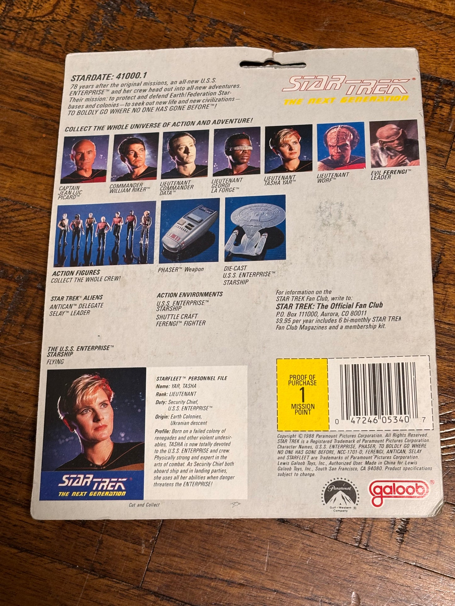 Galoob Star Trek the Next Generation Lieutenant Tasha Vintage Action Figure 1988 New