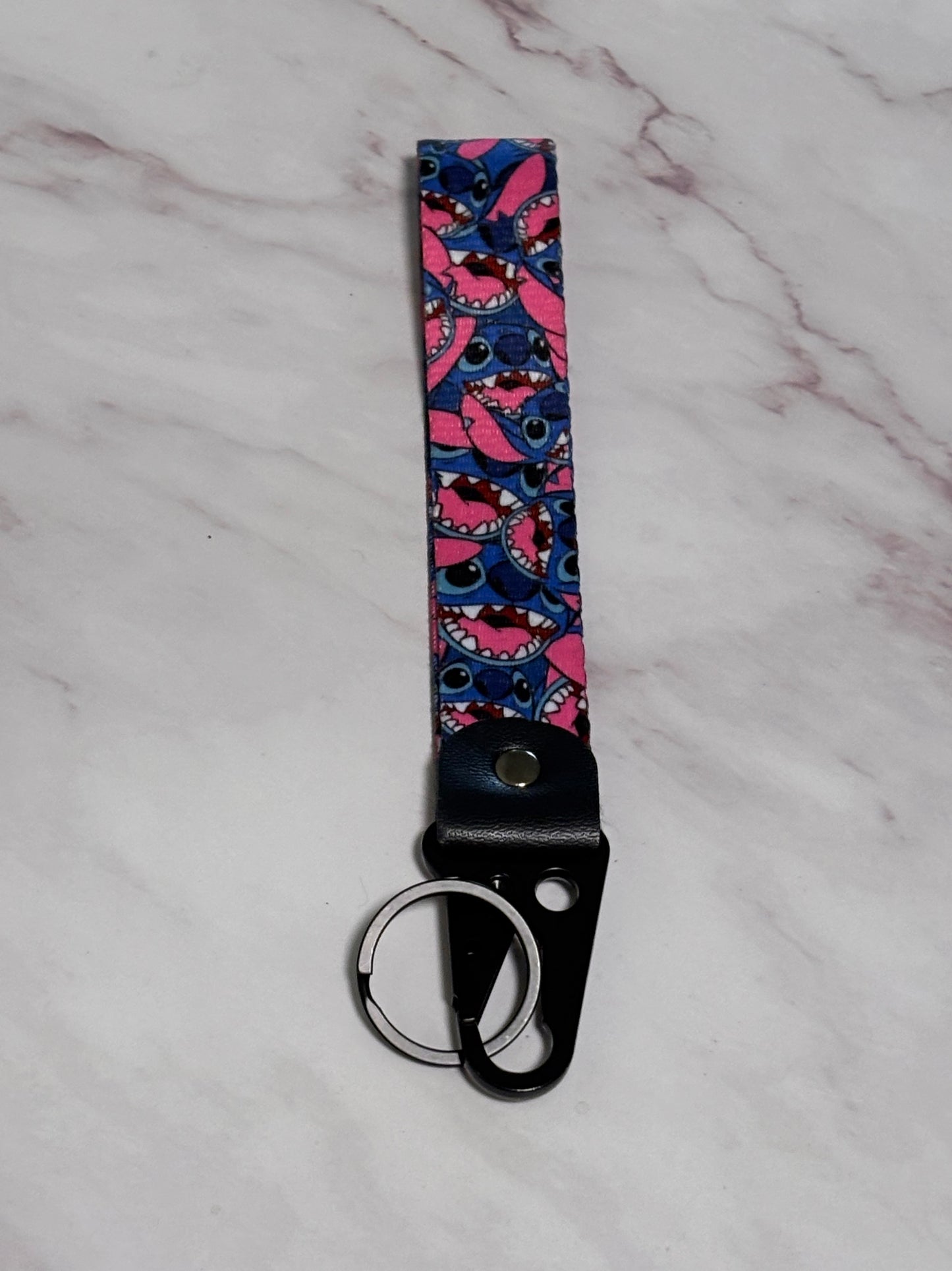 Lilo And Stitch Wrist Strap Metal Clip Key Chain Keychain Strap Pink Blue