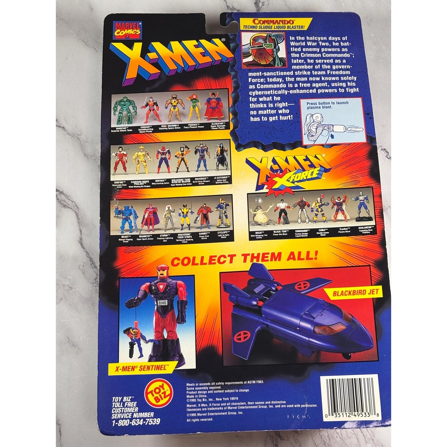 1995 ToyBiz Marvel X-Men X-Force Commando Figure w/Techno Sludge Liquid Blaster