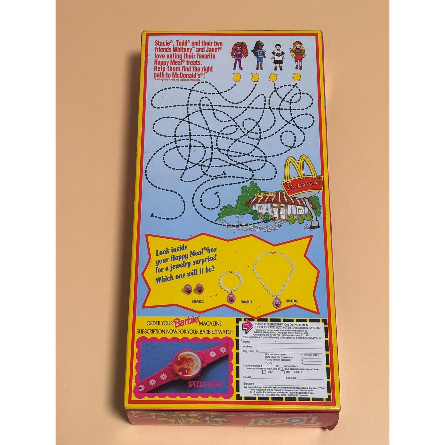 Vintage McDonald's Happy Meal Todd Barbie Doll New 1993 Mattel New 1990s 11475