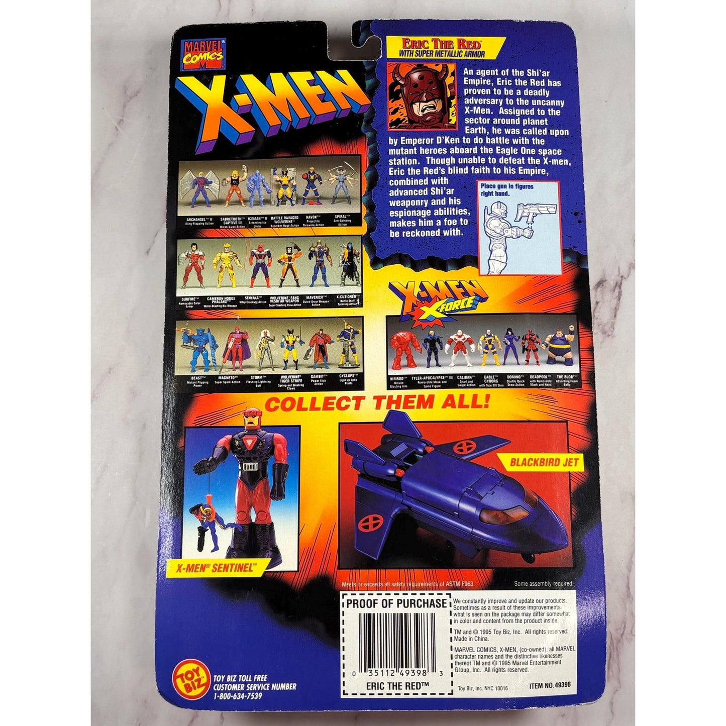X-MEN Vintage 1995 Marvel Comic's Eric The Red Action Figure Toy Biz New