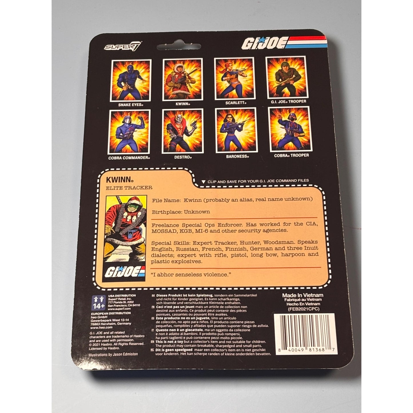Kwinn G.I. Joe Elite Tracker Retro Action Figure 3.75" Reaction Toy Super7 2021