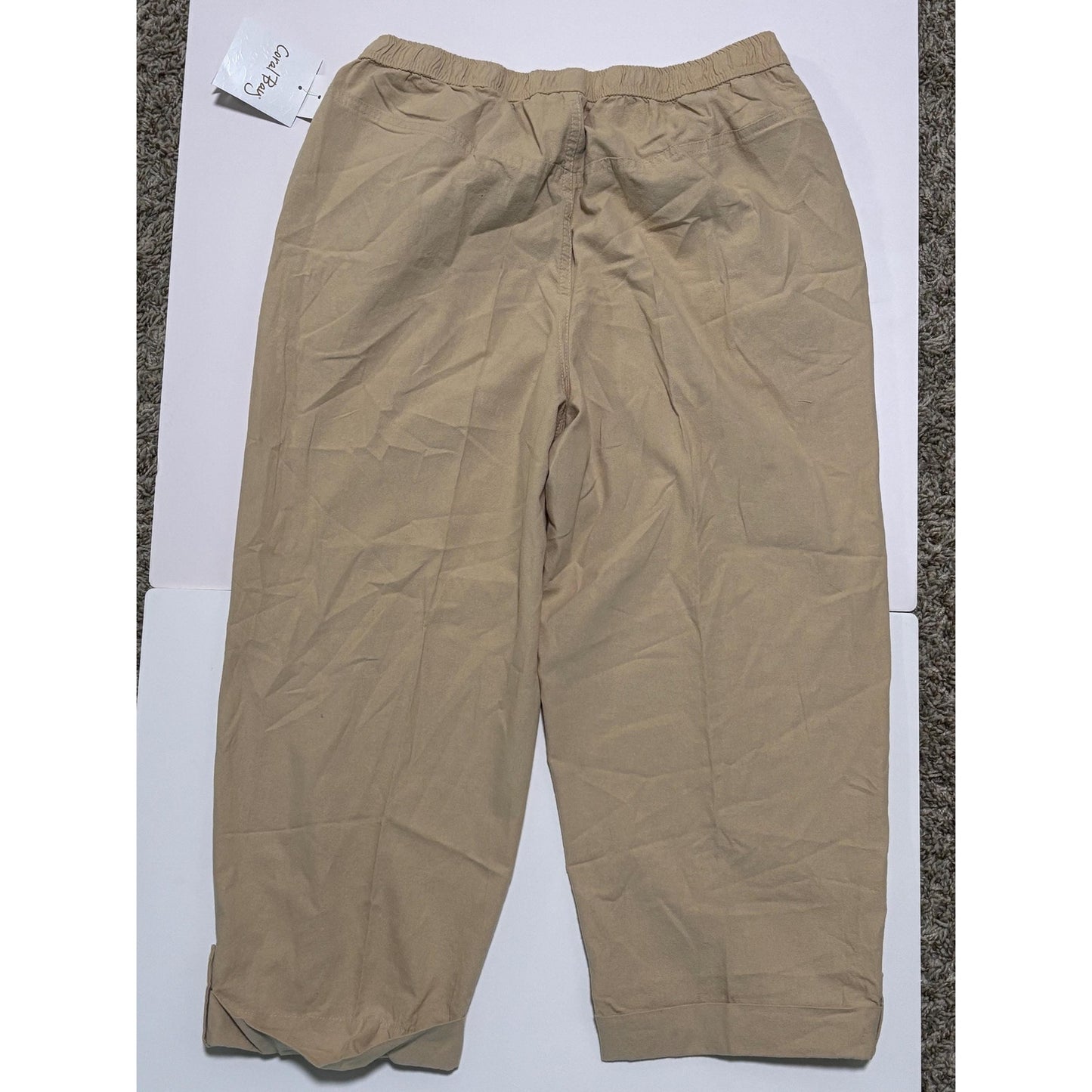 Coral Bay Woman’s Beige Brown Stretch Pants Size Small 100% Cotton NWT