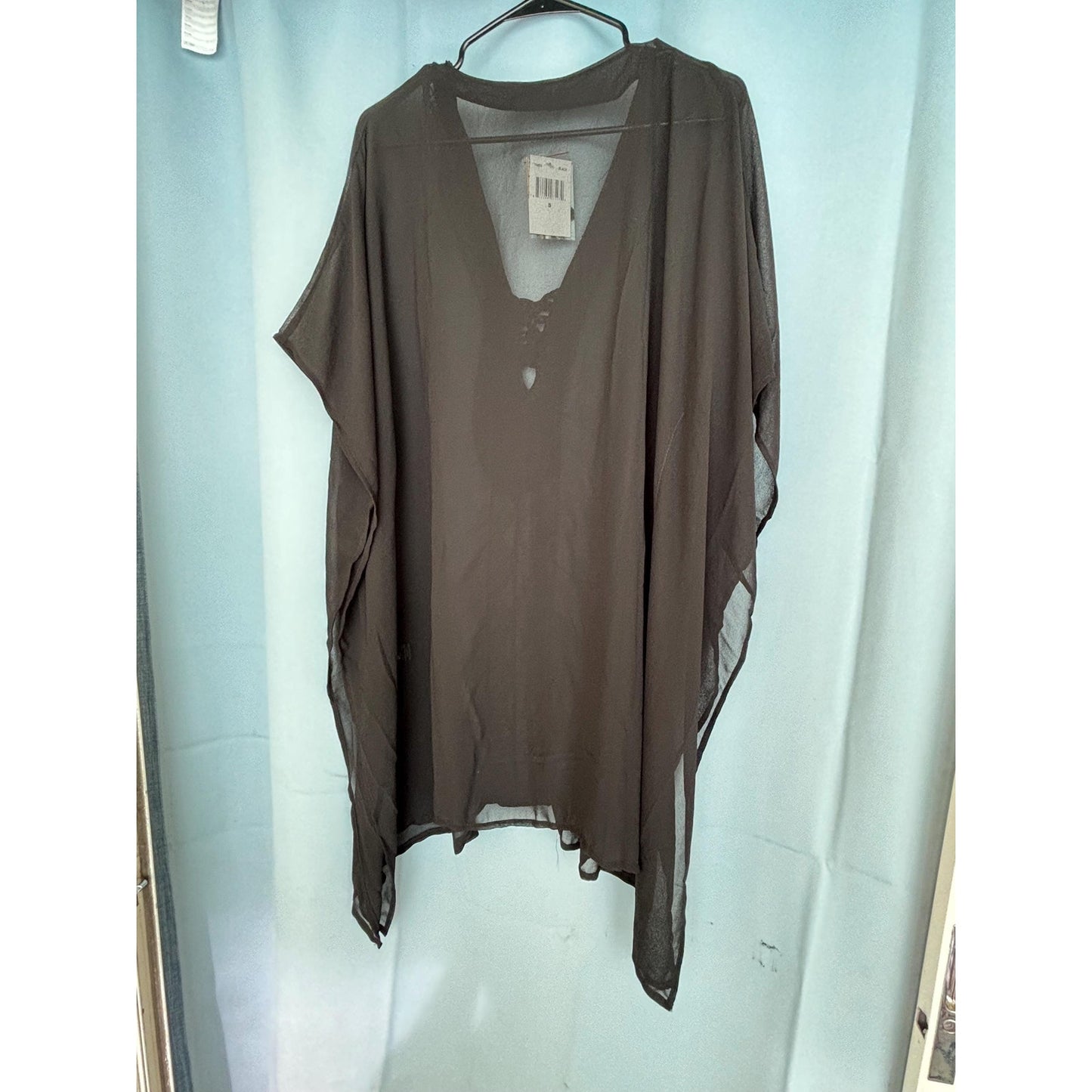 RAVIYA Crochet-Trim Cover-Up Tunic-Black Small Pool Beach S NWT