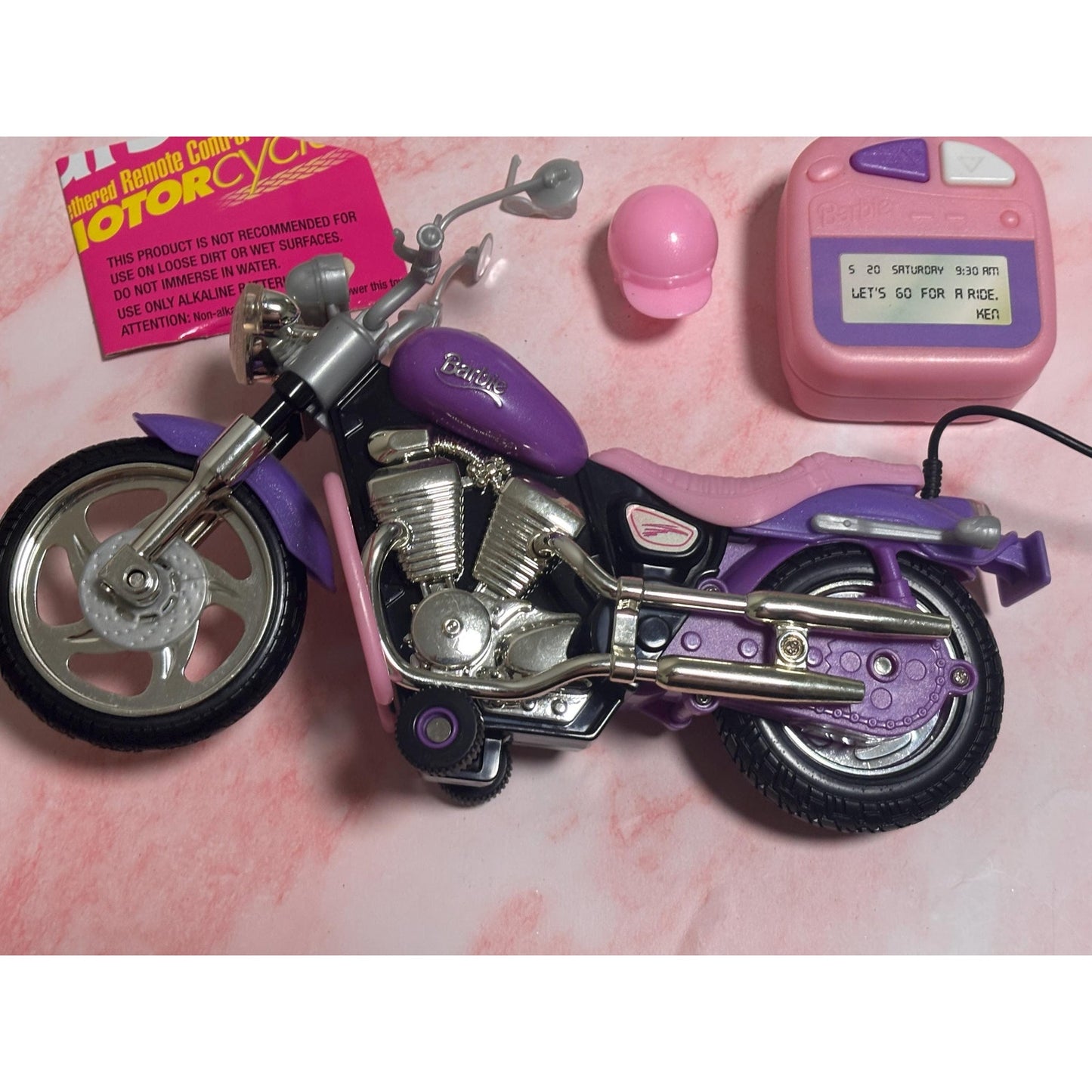 Vtg Mattel Barbie Tethered Remote Control Motorcycle 1998 Vintage 67327
