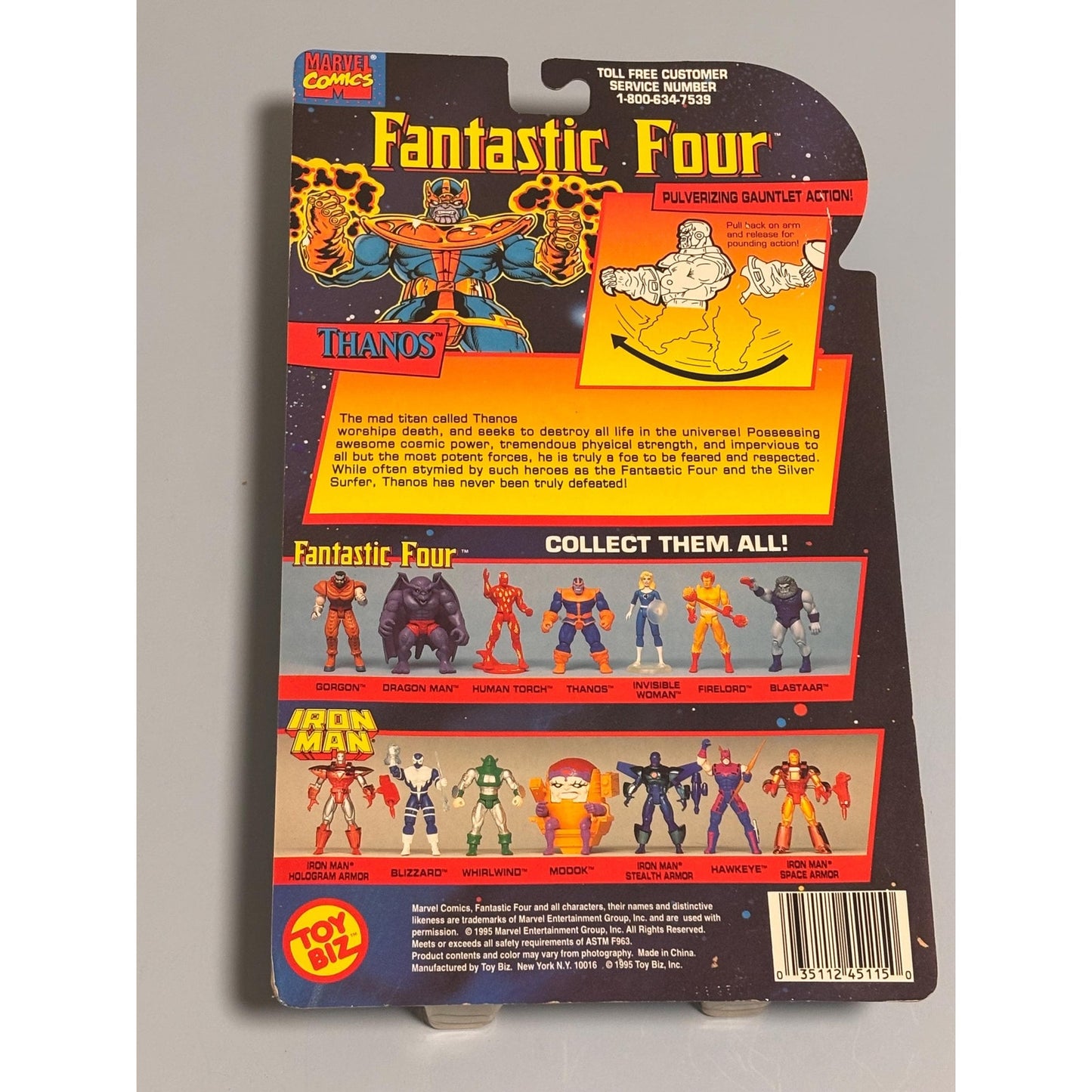 1995 ToyBiz Thanos Gauntlet Action Figure Fantastic Four Marvel Action Hour