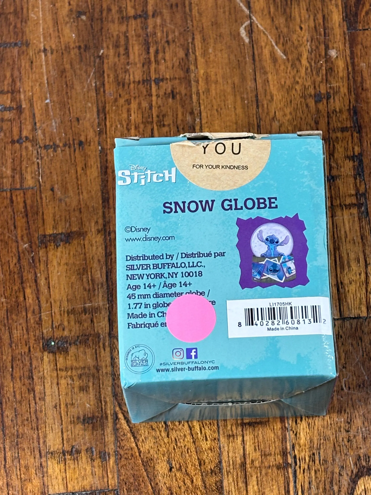 Disney Lilo Stitch Character Silver Buffalo Mini Light Snow Globe Snow Dome New