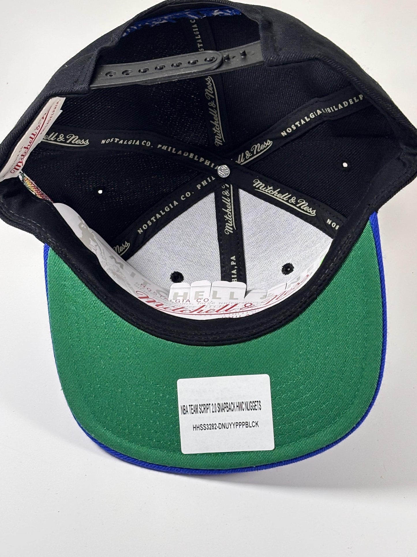 Mitchell Ness Denver Nuggets Black Hardwood Classics Script 2.0 Snapback Hat New