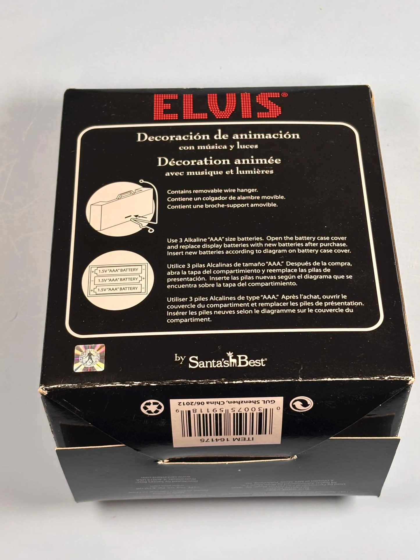 Elvis Presley Animated Christmas Ornament Record Player Music Lights 2013 New