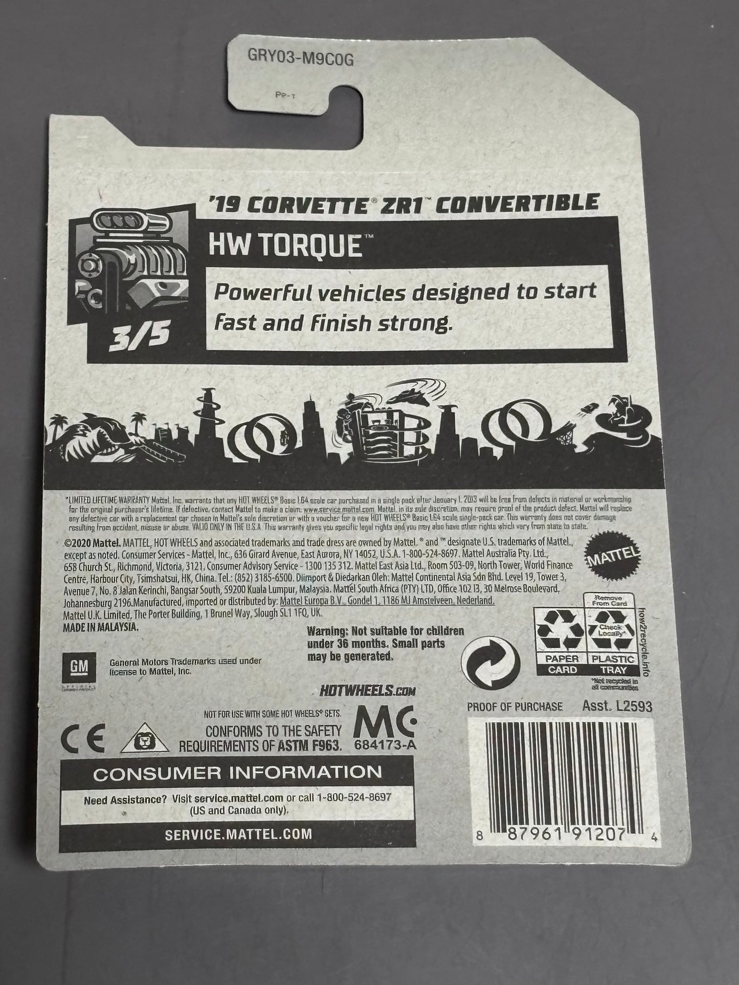 Hot Wheels '19 Corvette Convertible ZR1  White 134/250 2021 HW New