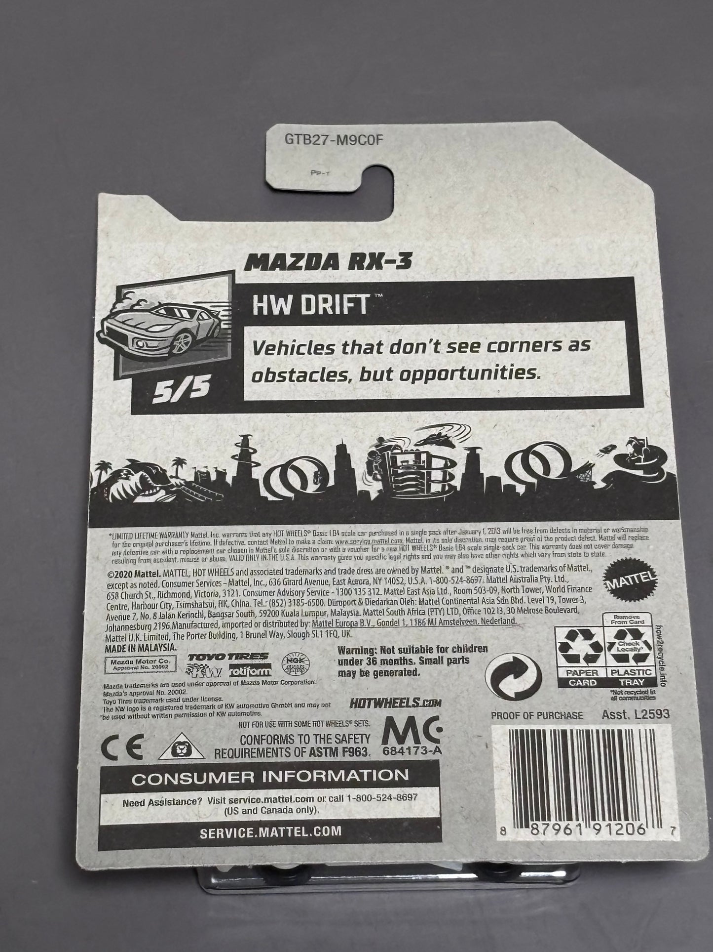Mattel Hot Wheels 2021 HW Drift 5/5 White Mazda RX-3 137/250 Mad Mike Toyo New
