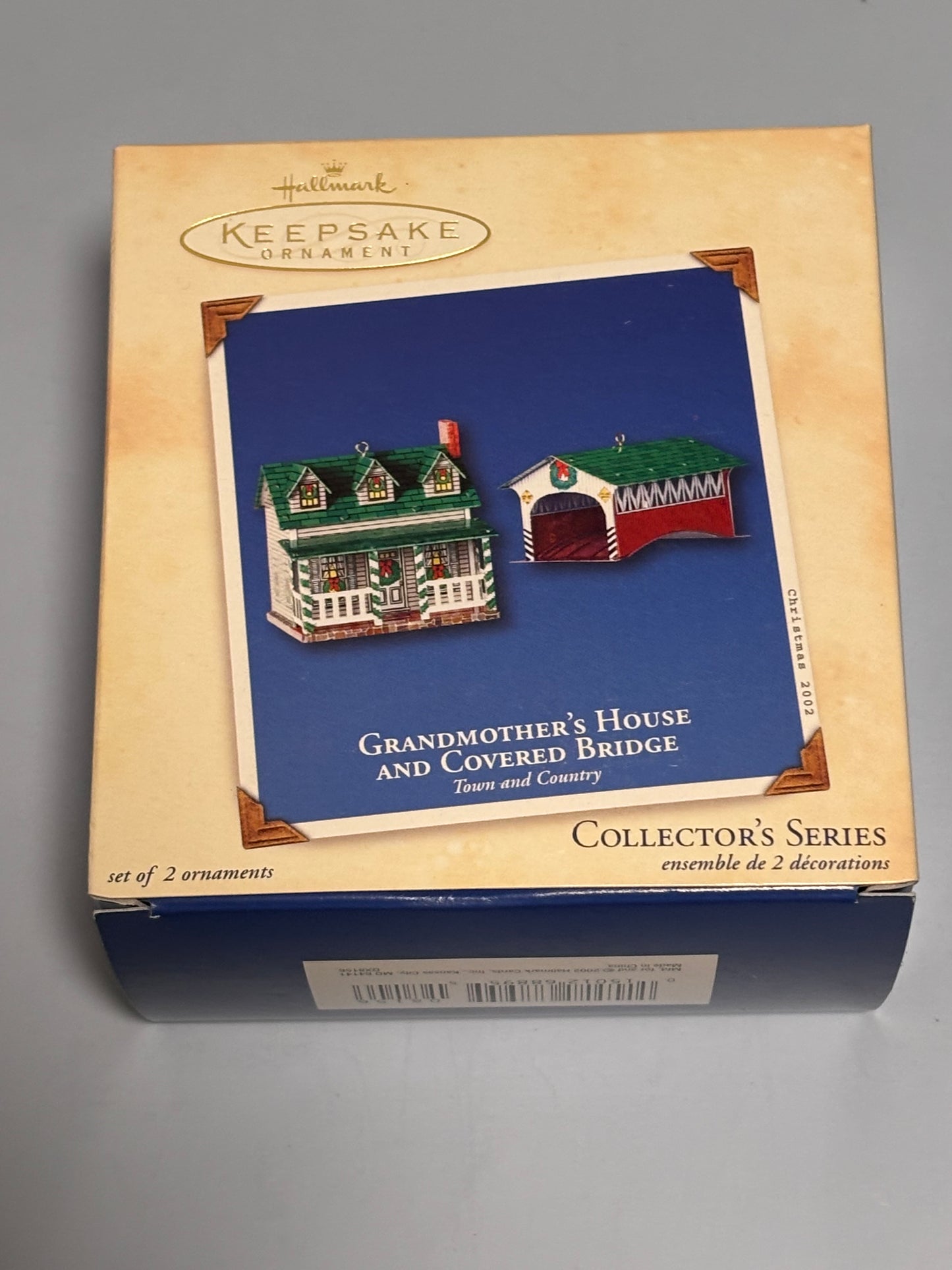 Hallmark 2002 Ornaments Grandmother's House and Covered Bridge #4 Town & Country