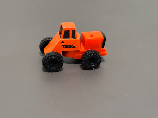 Vintage 1992 Orange Tonka Mini Construction Vehicle Plastic Die Cast 1/64 Scale