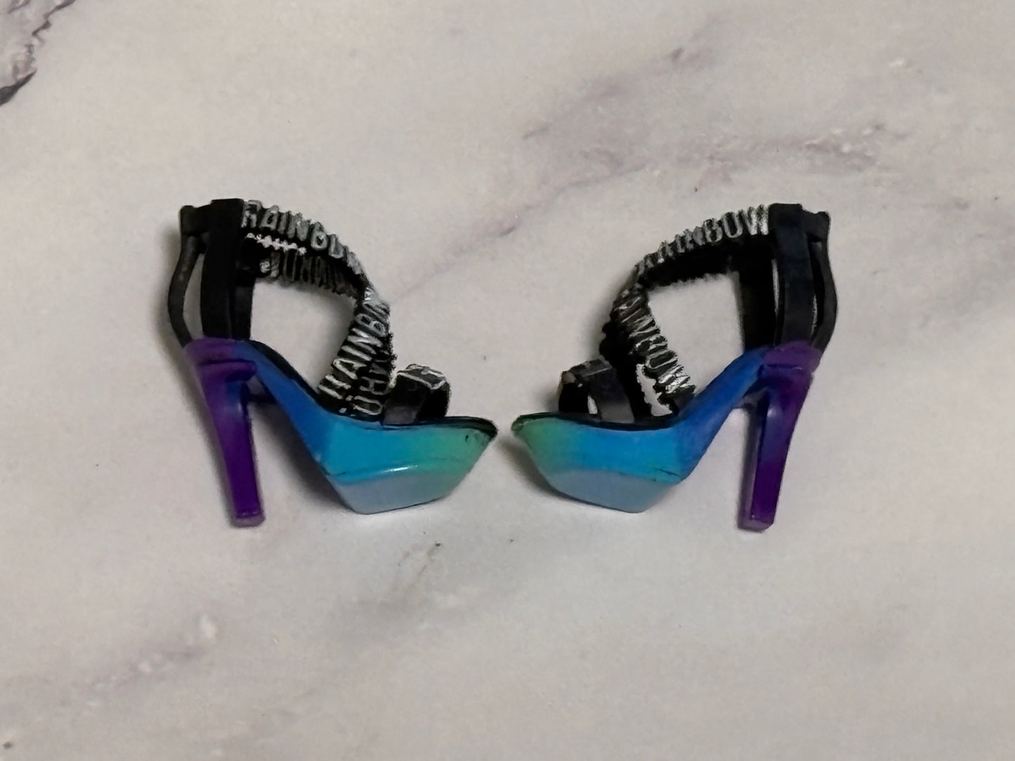 Rainbow High Devious Twins Holly De'Vious Replacement Shoes Heels Black Strappy