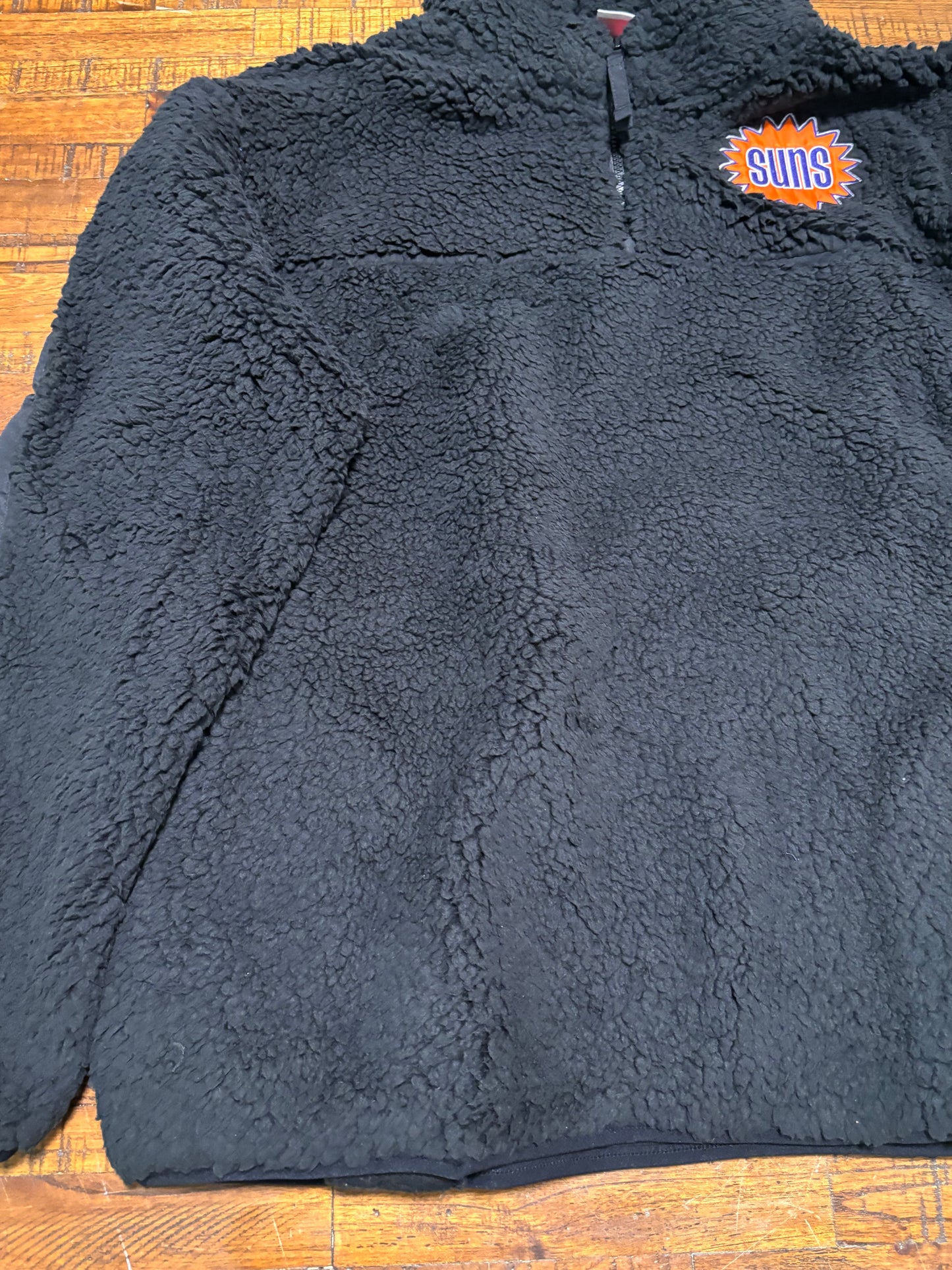 Phoenix Suns Mitchell & Ness NBA Retro Polar Fleece 1/4 Zip Pullover Hoodie Sweater Jacket Black Mens L Large New NWOT