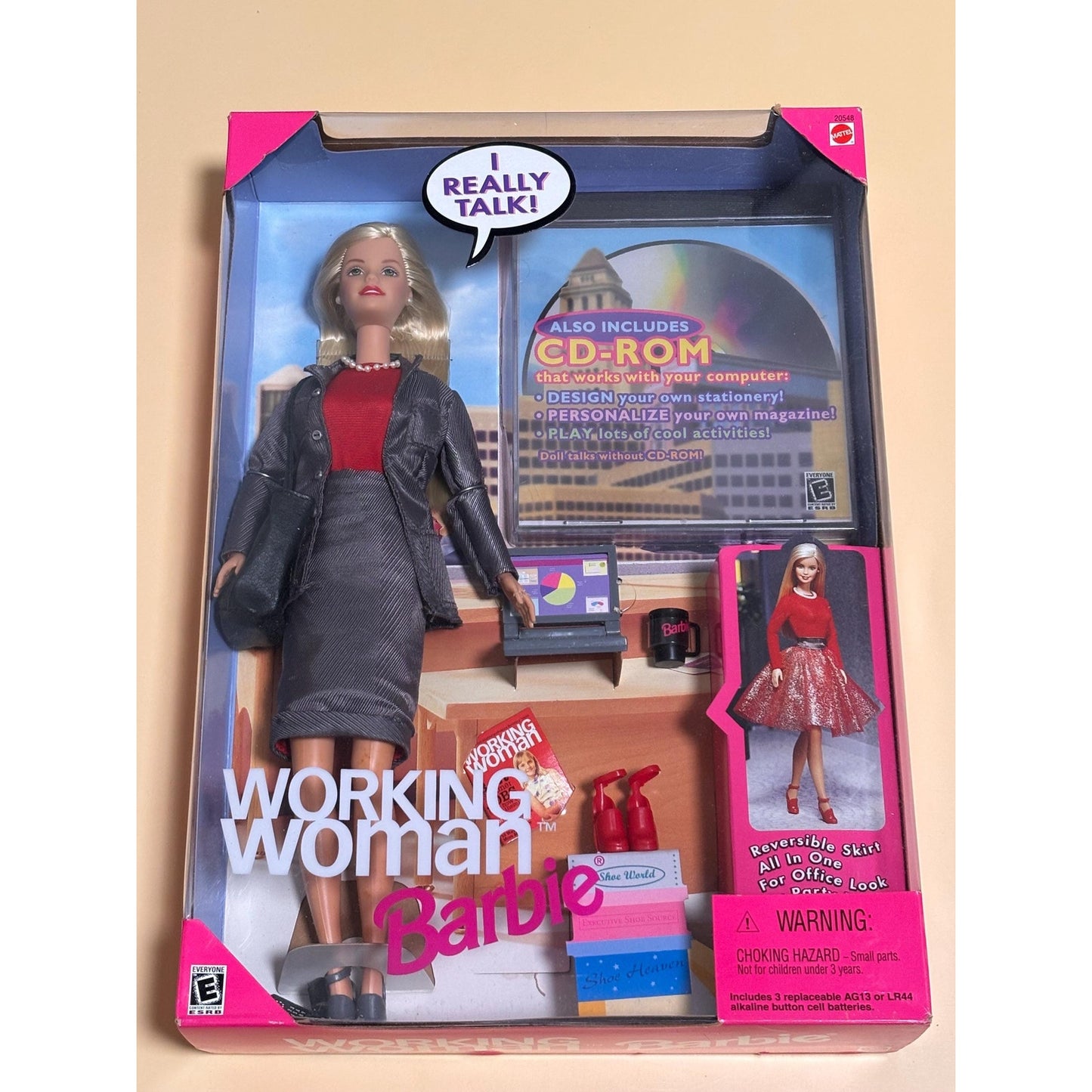 1999 Vintage Working Woman Mattel Talking Barbie Doll With CD-Rom New 20548