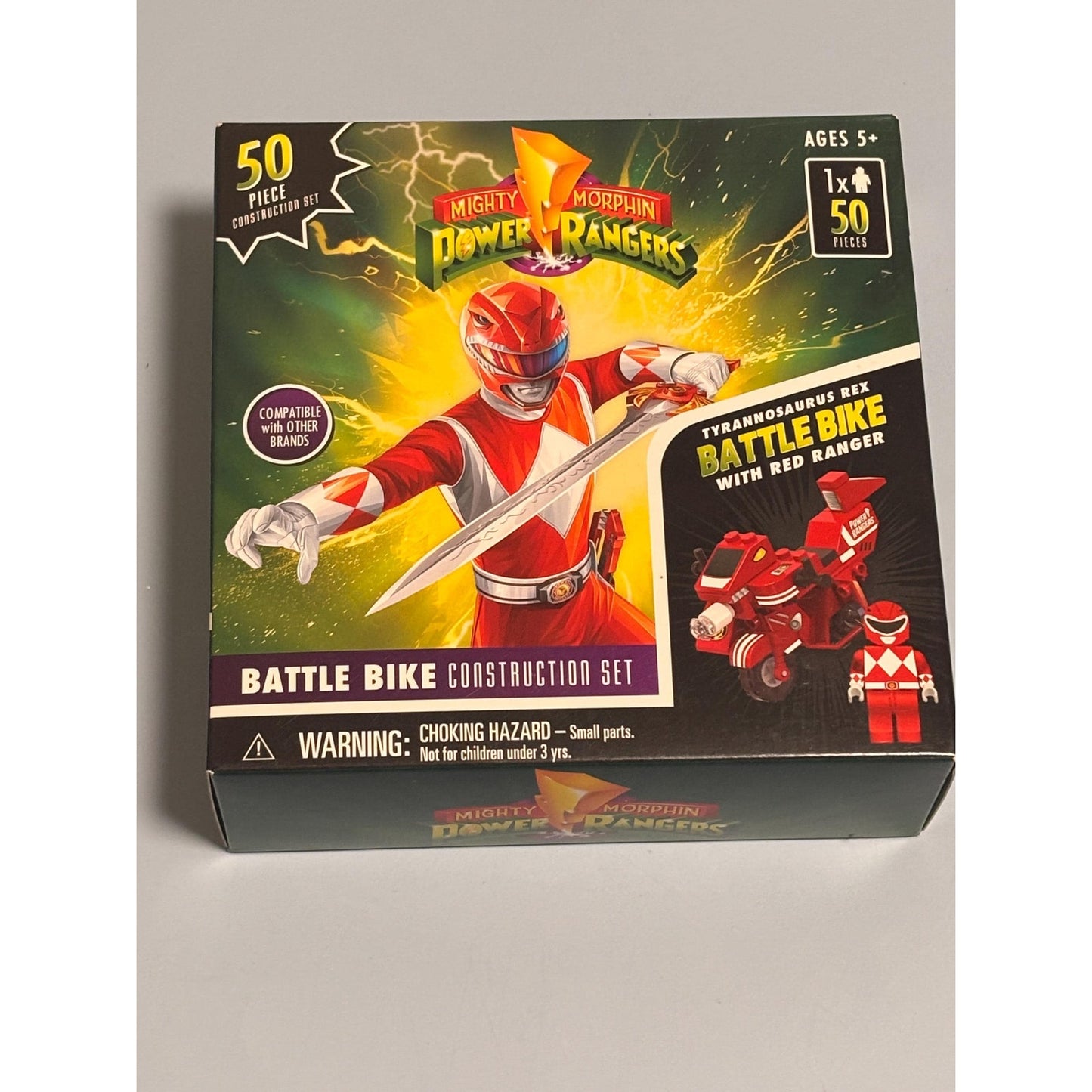 Power Rangers Red Ranger Tyrannosaurus Rex Battle Bike 50 Pc Construction Set