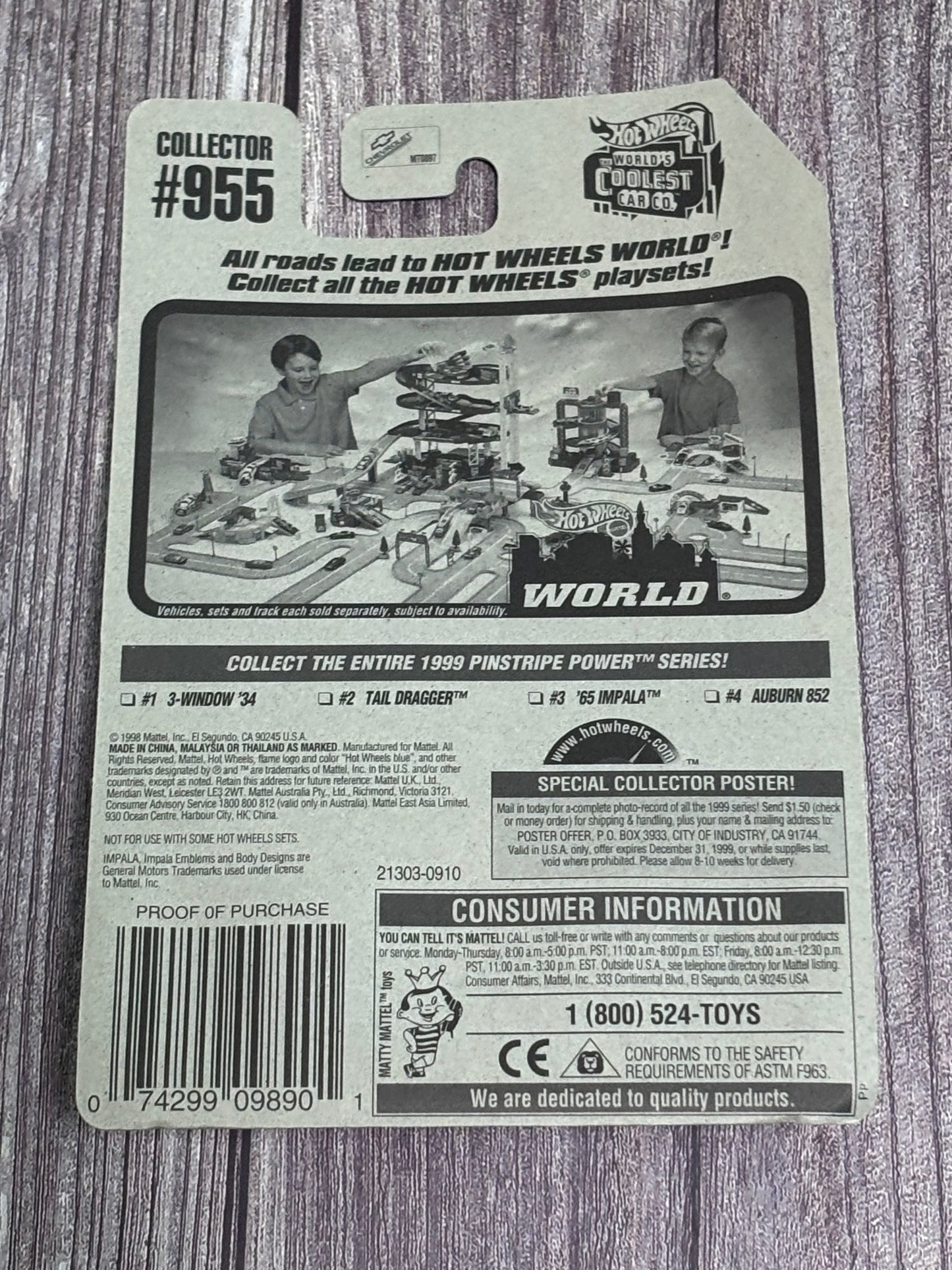 1999 Hot Wheels Main Line Pinstripe Power Series '65 Impala #3/4 Collector #955