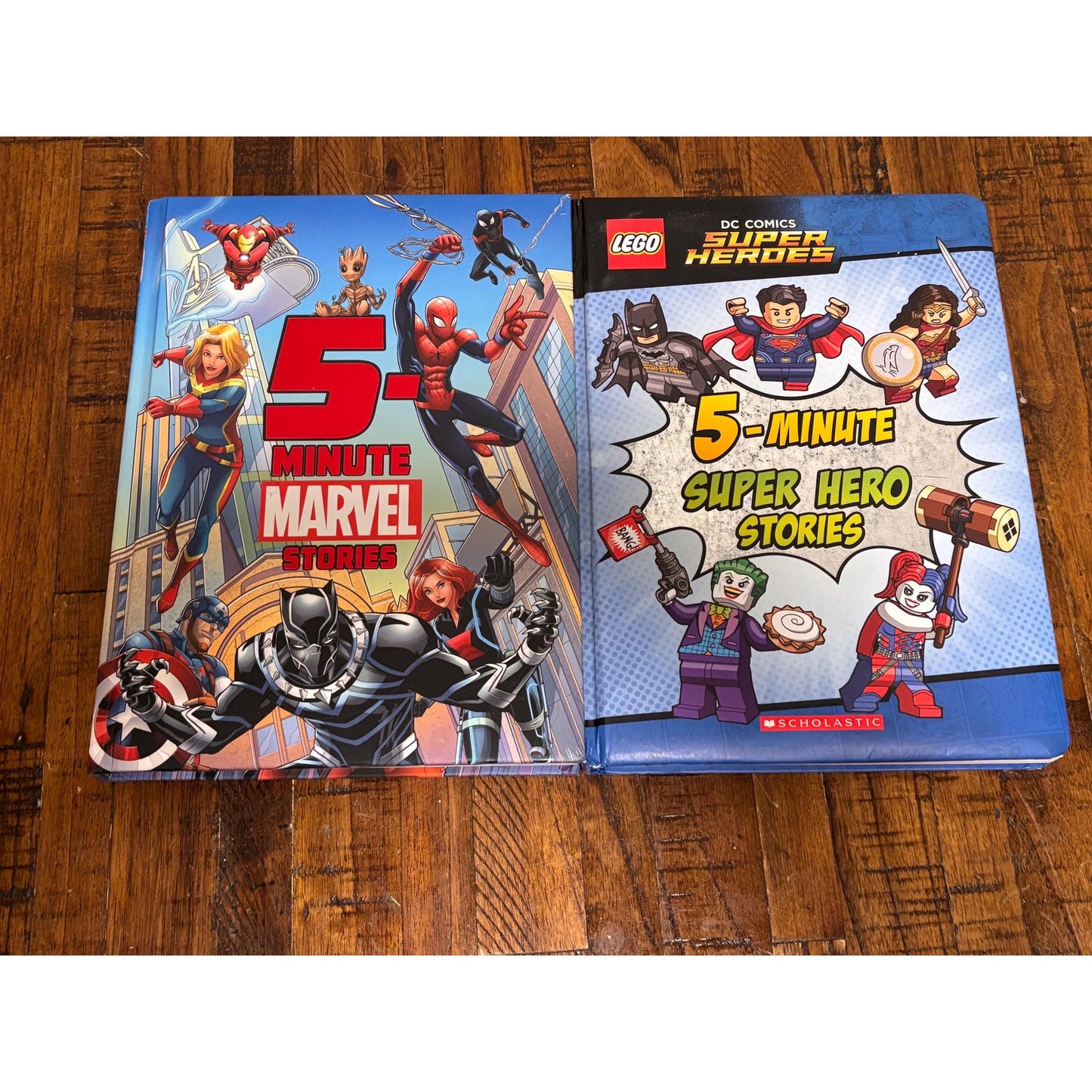 Lot of 2 Young Boys Girls Childern Kid Books Lego 5 Minute Super Hero Stories