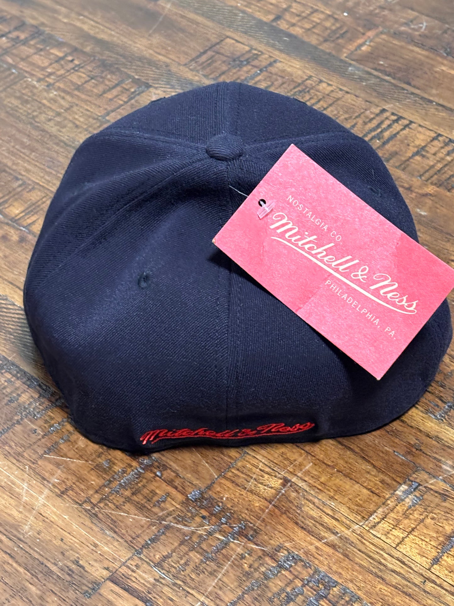 Houston Rockets Mitchell & Ness NBA Basketball HWC Hardwood Classics Foundation Script Redline Flex Fitted Hat Cap Red Black Gold New NWT