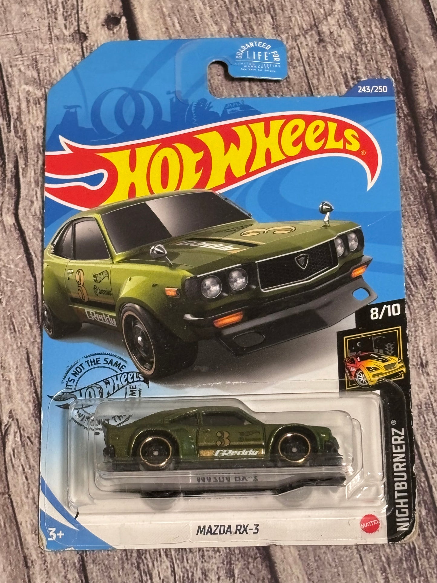 Hot Wheels 2020 Nightburnerz Series #243 Mazda RX-3 Dark Green w/ ST8 8/10