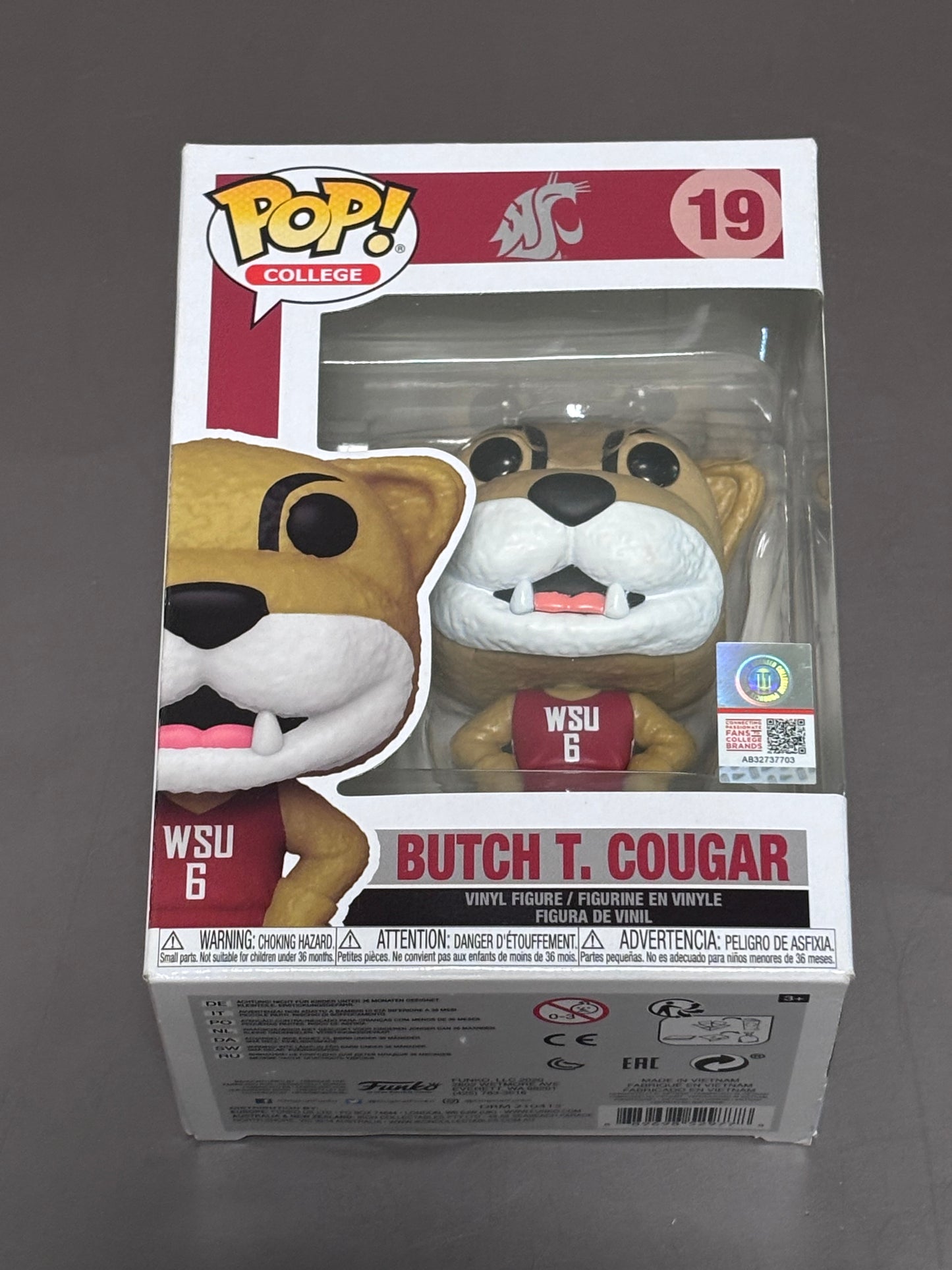 BUTCH T COUGAR Funko Mascots Pop! Vinyl (Washington State University) #19 New