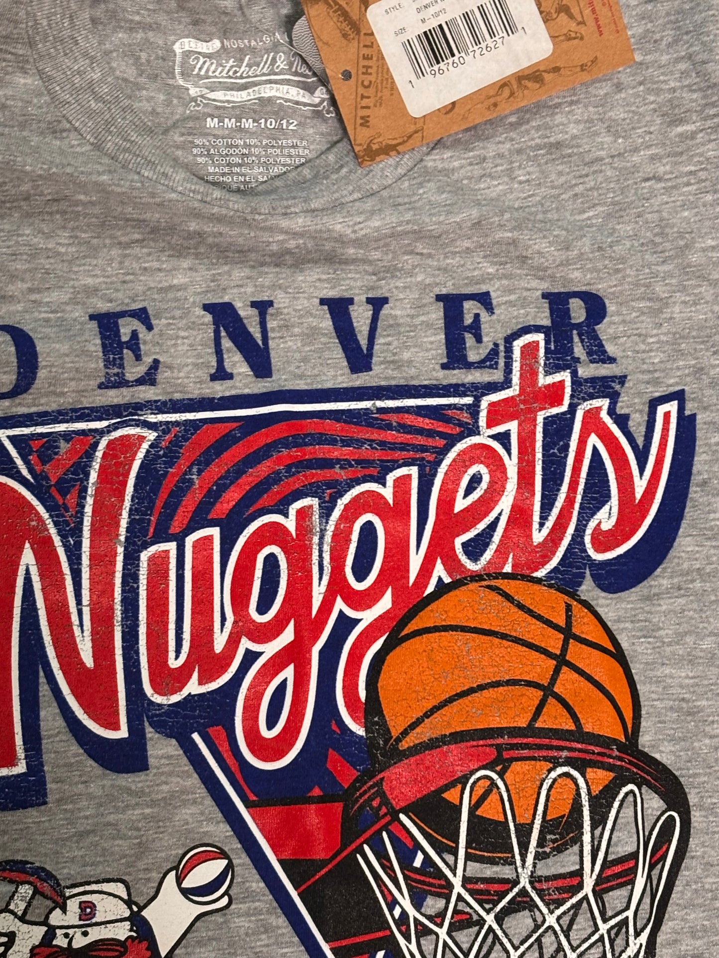 Denver Nuggets Mitchell & Ness Western Conference Basketball Retro Hardwood Classics Swingman T Shirt Gray Youth Kids Medium M 10/12 New NWT