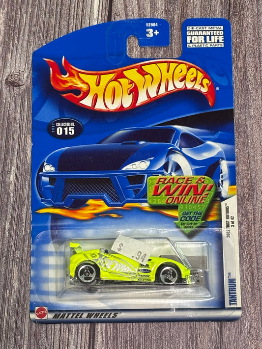 Hot Wheels 2002 First Editions 3/42 Tantrum #015 3 Spoke Wheels Neon Lime New