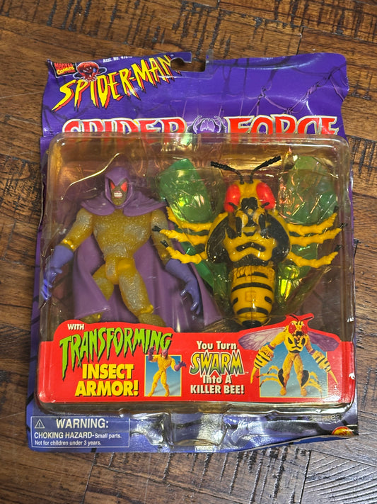 Marvel Comics Spider-Man Spider Force Action Figures Transforming Insect Armor Swarm Toy Biz 1997 5” New