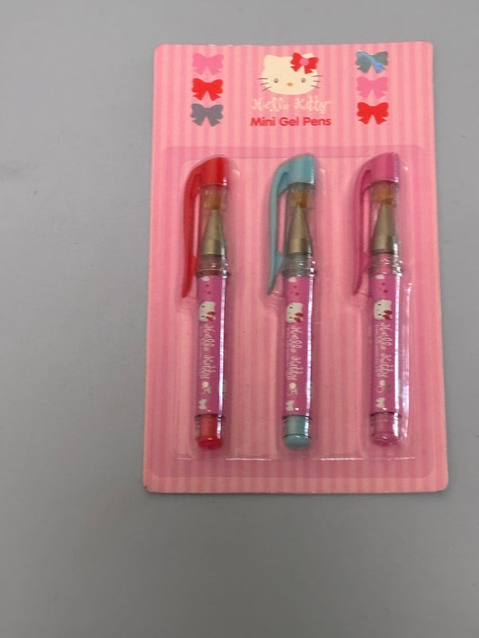 Hello Kitty Mini Gel Pens 3 Pack 2008 Sanrio Toy Island New