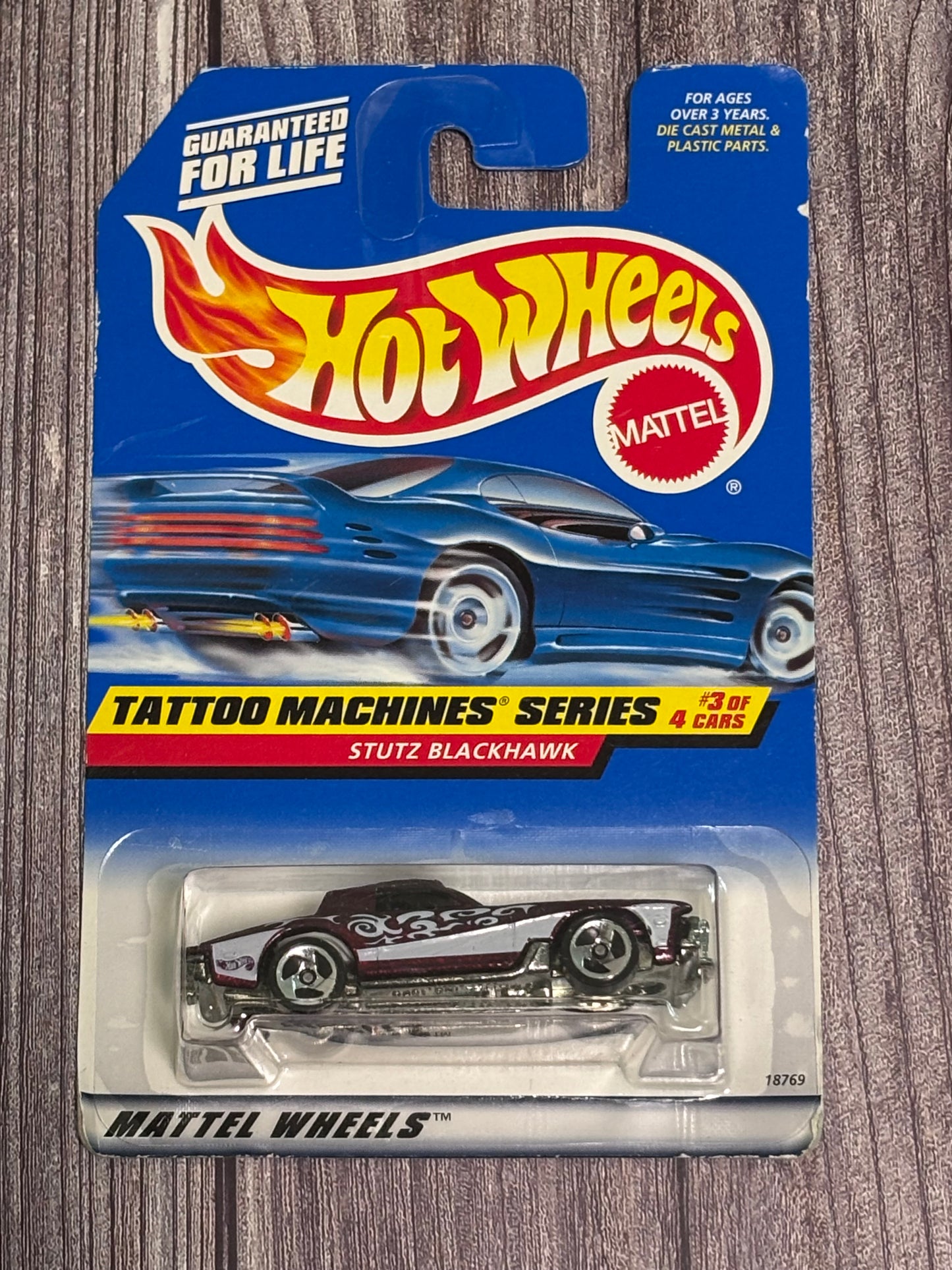 1998 Hot Wheels Tattoo Machines 3/4 Stutz Blackhawk #687 Purple