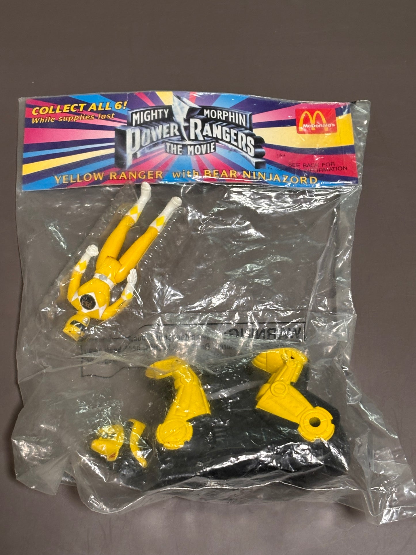 Vintage 1995 McDonald's Power Rangers Toy Yellow Ranger Bear Ninjazord New