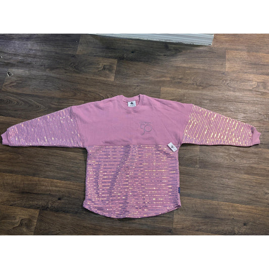 DisneyParks WDW 50th Anniversary Pink Iridescent Sequin Spirit Jersey M Adult