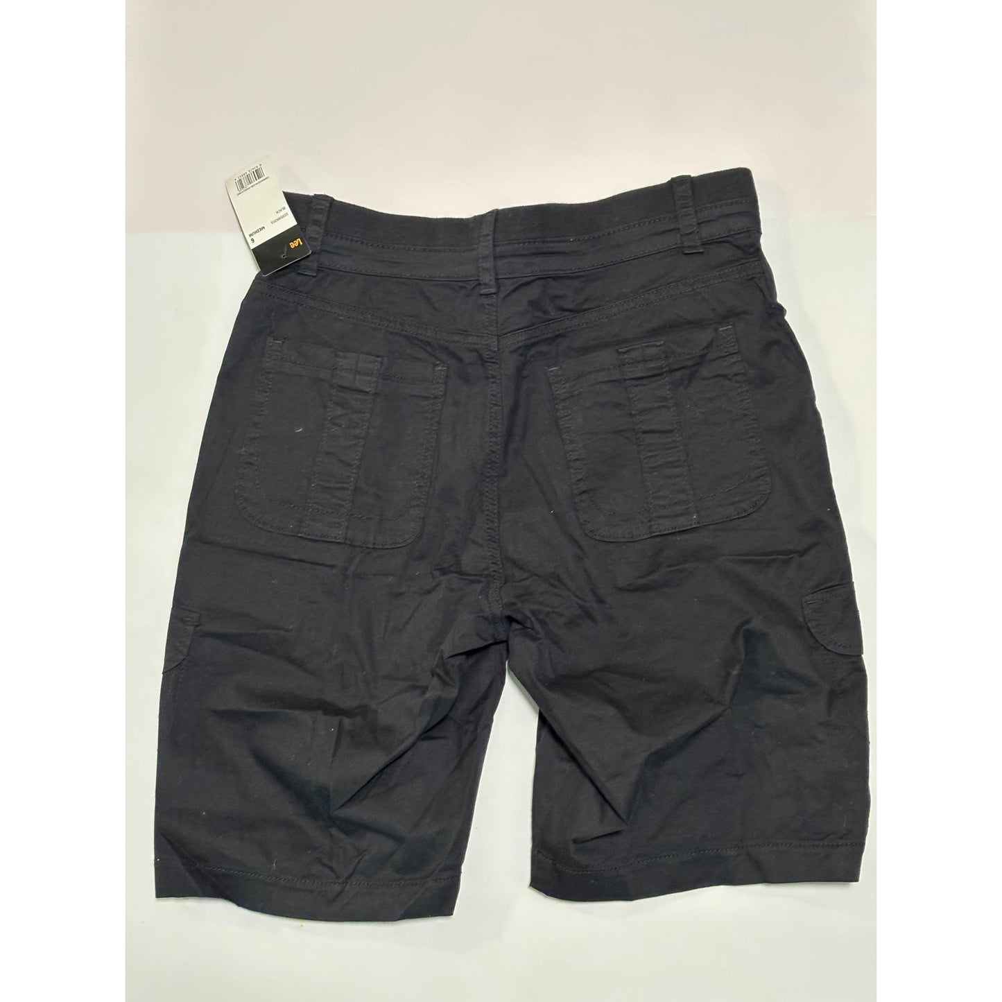 Lee Women Relaxed Fit Avey Knit Waist Cargo Bermuda Short Black 6 NWT