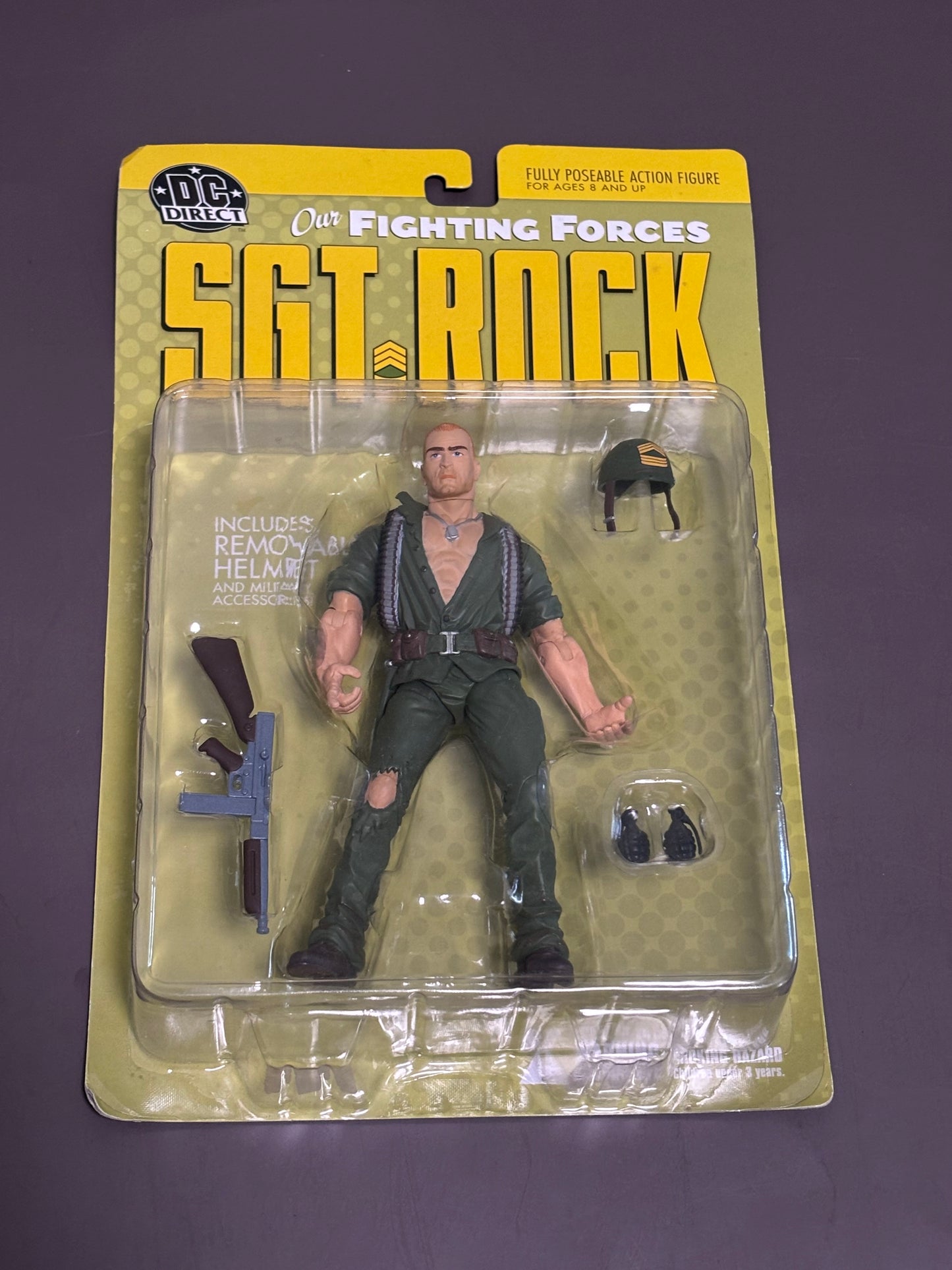 DC Direct Our Fighting Forces Sgt Rock Action Figure 2002 6.5" Gun Helmet New