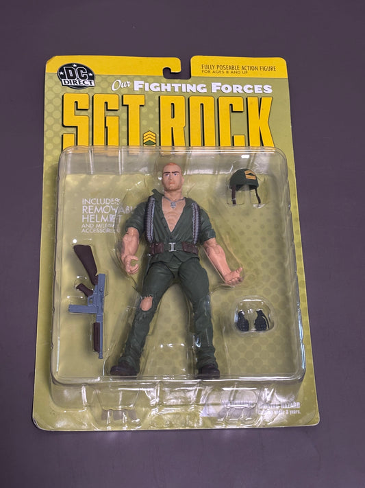DC Direct Our Fighting Forces Sgt Rock Action Figure 2002 6.5" Gun Helmet New
