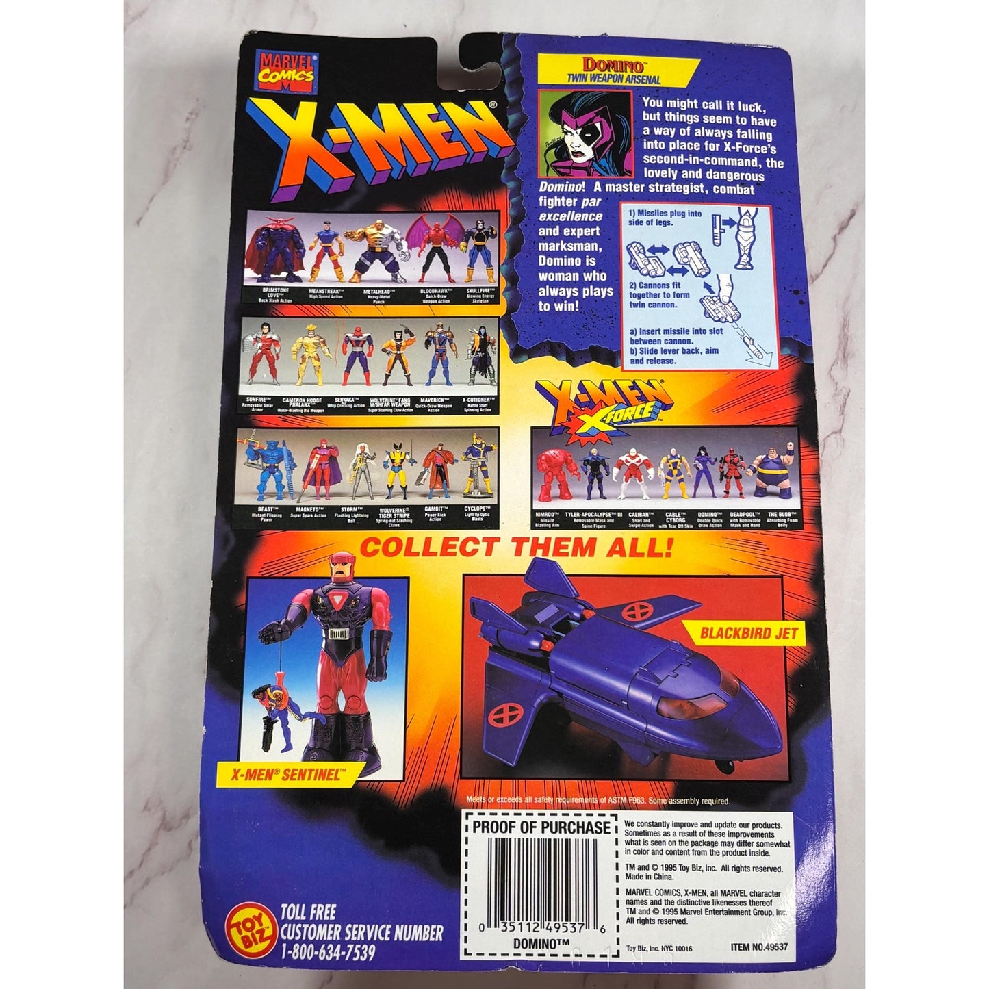 Vintage X-Force Domino 1995 ToyBiz Action Figure Marvel X-Men New