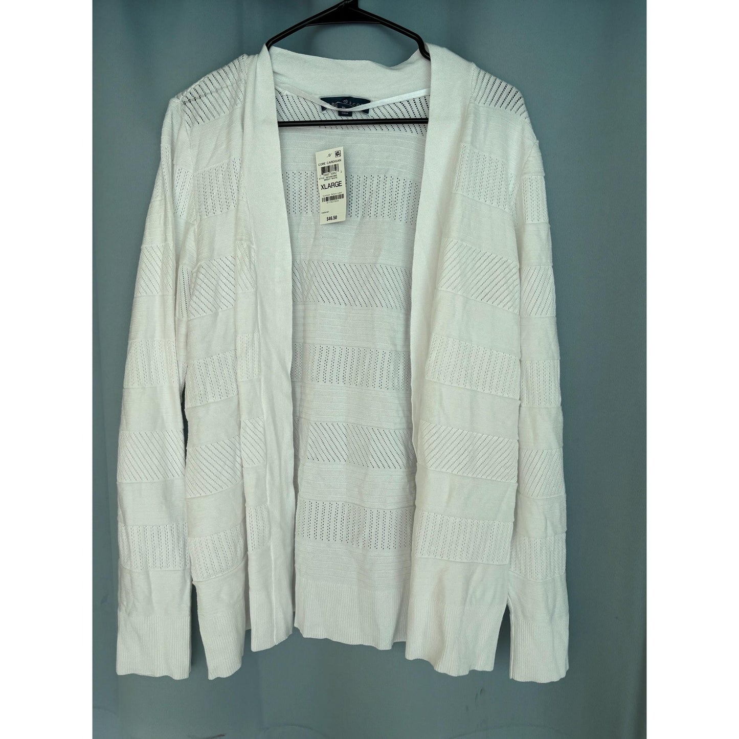 Karen Scott Womens Bright White Open Front Textured Cardigan Sweater NWT XL