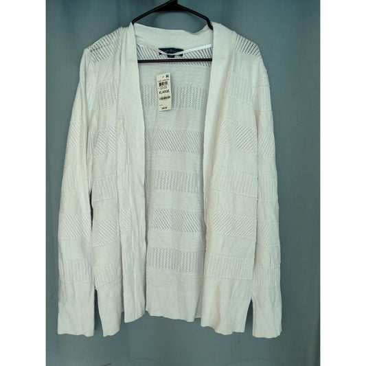 Karen Scott Womens Bright White Open Front Textured Cardigan Sweater NWT XL