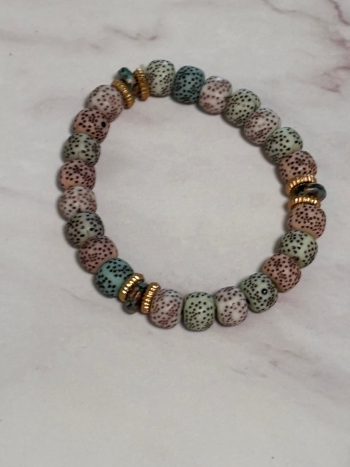 Stretch Bracelet Multi Colored Filigree Beads Beaded Boho Bohemian