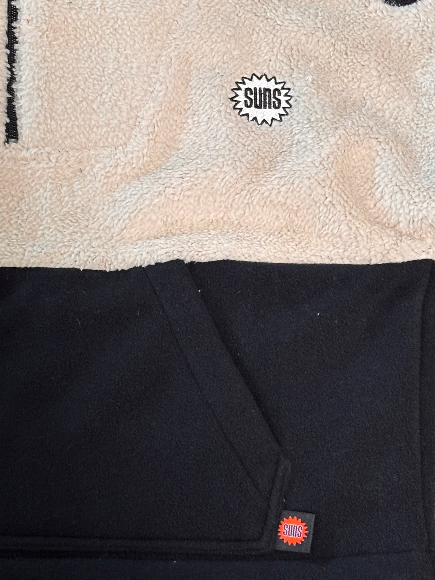 Phoenix Suns Mitchell & Ness NBA Retro Hardwood Classic HWC Cropped Sherpa Fuzzy Fleece Half-Zip Long Sleeve Pullover Sweater White Black Women’s Medium M New NWOT